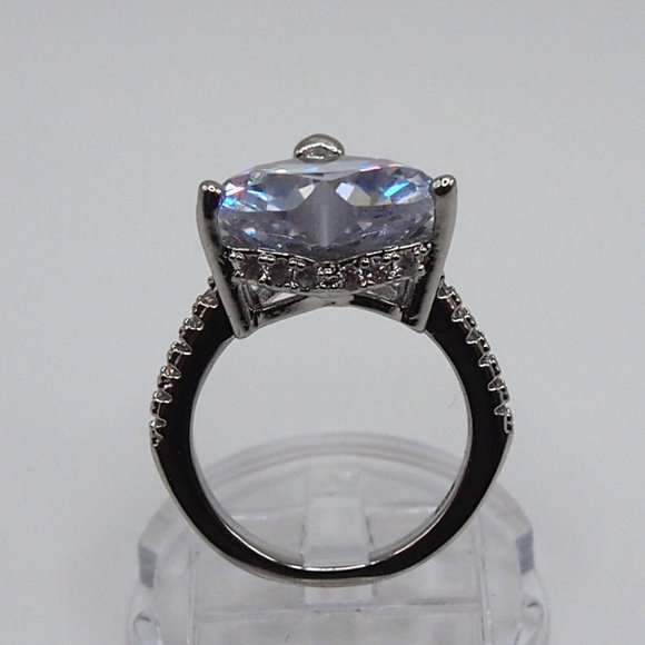 Stunning Large 5.00ctw Cubic Zirconia Heart Ring Solid 925 Sterling Silver - Picture 5 of 12